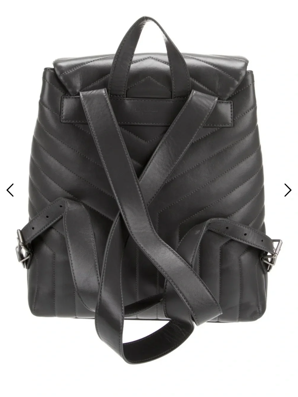 Authentic Saint Laurent Gray Medium Chevron Leather Backpack